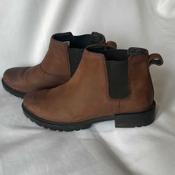 SOREL Emelie Il Waterproof Chelsea Brown Boot elastic side rubber sole Sz 8 - Picture 4 of 11